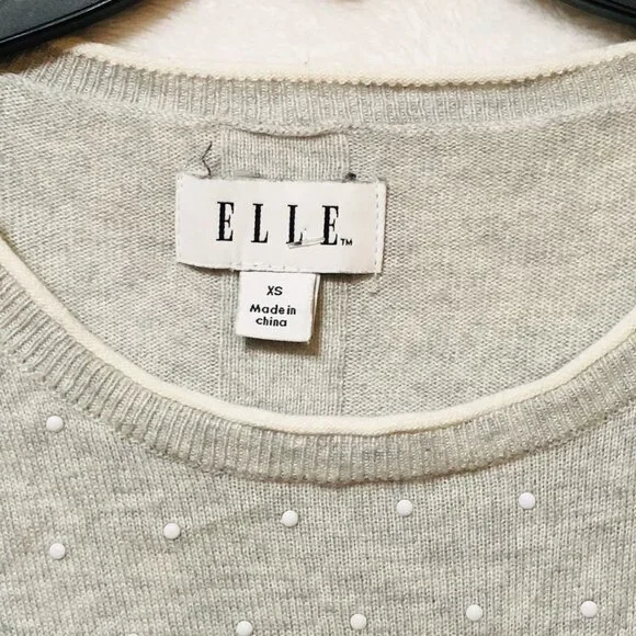 Elle Gray and White Dotted Long Sleeve Sweater Size XZ - Picture 3 of 6
